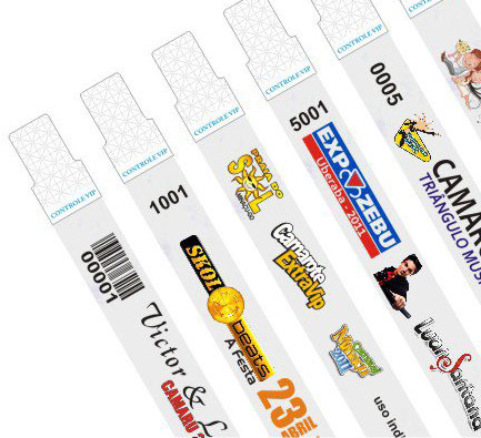 Pulseira Tyvek Branca com Impressão Colorida